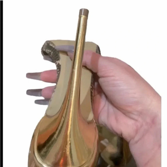 STEVE MADDEN "MARLENE-M"GOLD METALLIC/SNAKESKIN ANKLE STRAP
STILETTOS SIZe 6.5 - Picture 4 of 13